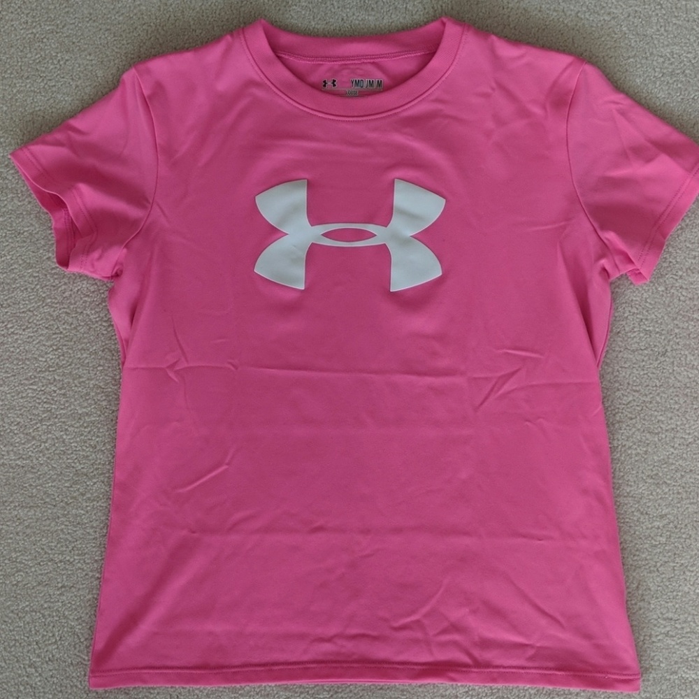 Under Armour Pink Girls T-Shirt, size YMD Medium